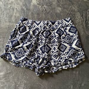 Navy and White Tribal Print Shorts